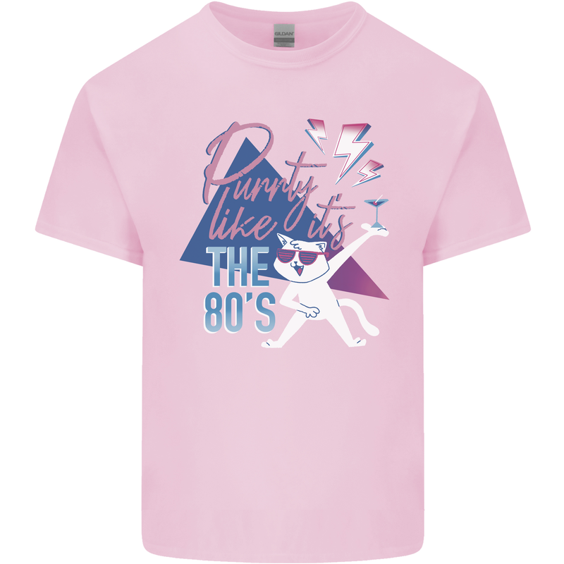 Funny Cat Purrty Like It's the 80's Kids T-Shirt Childrens Light Pink