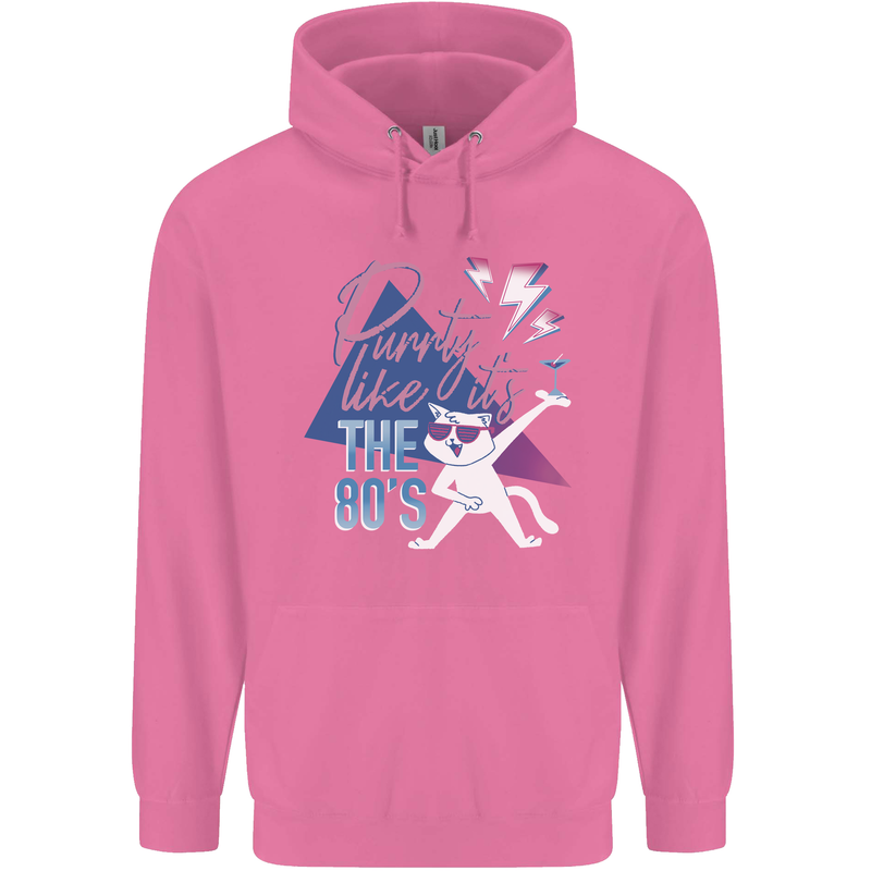 Funny Cat Purrty Like It's the 80's Mens 80% Cotton Hoodie Azelea