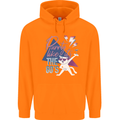 Funny Cat Purrty Like It's the 80's Mens 80% Cotton Hoodie Orange