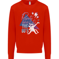 Funny Cat Purrty Like It's the 80's Mens Sweatshirt Jumper Bright Red