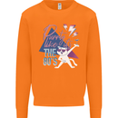 Funny Cat Purrty Like It's the 80's Mens Sweatshirt Jumper Orange