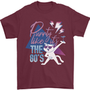 Funny Cat Purrty Like It's the 80's Mens T-Shirt Cotton Gildan Maroon