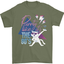 Funny Cat Purrty Like It's the 80's Mens T-Shirt Cotton Gildan Military Green