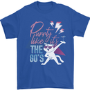 Funny Cat Purrty Like It's the 80's Mens T-Shirt Cotton Gildan Royal Blue