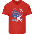 Funny Cat Purrty Like It's the 80's Mens V-Neck Cotton T-Shirt Red