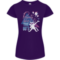 Funny Cat Purrty Like It's the 80's Womens Petite Cut T-Shirt Purple