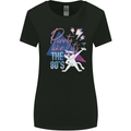 Funny Cat Purrty Like It's the 80's Womens Wider Cut T-Shirt Black