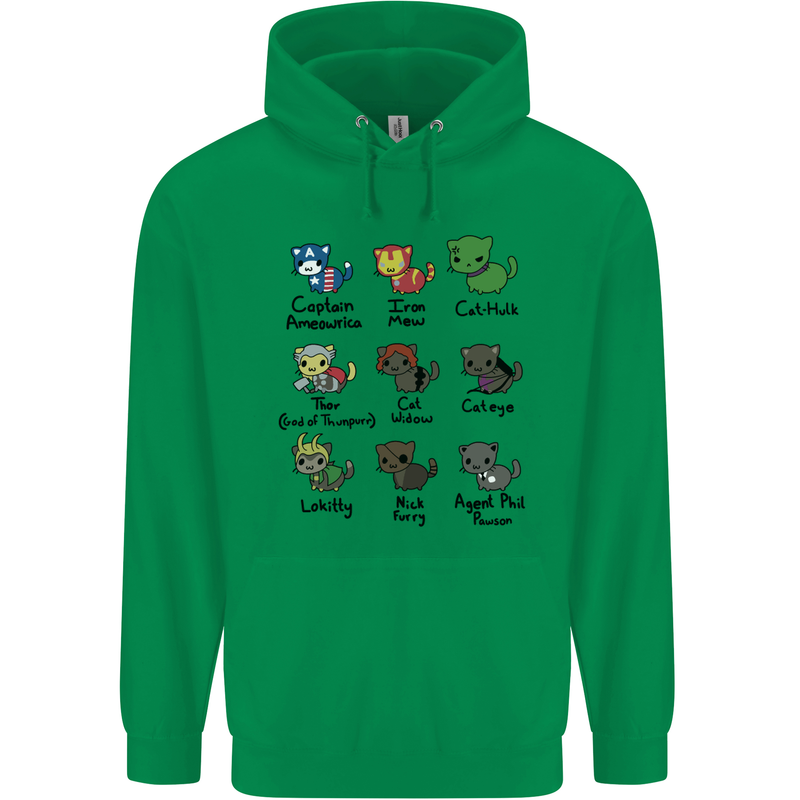 Funny Cat Superheroes Childrens Kids Hoodie Irish Green