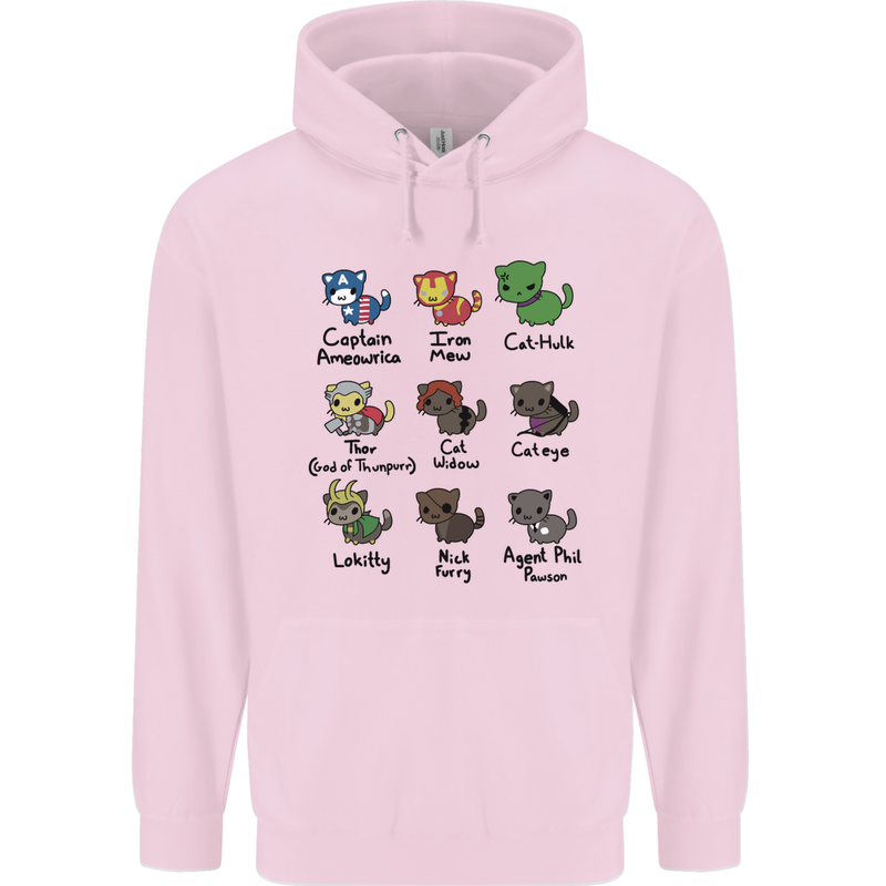 Funny Cat Superheroes Childrens Kids Hoodie Light Pink