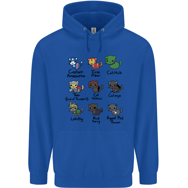 Funny Cat Superheroes Childrens Kids Hoodie Royal Blue