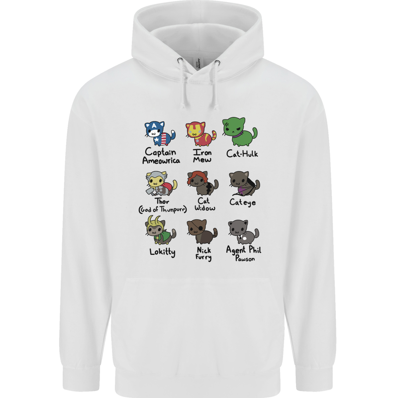 Funny Cat Superheroes Childrens Kids Hoodie White