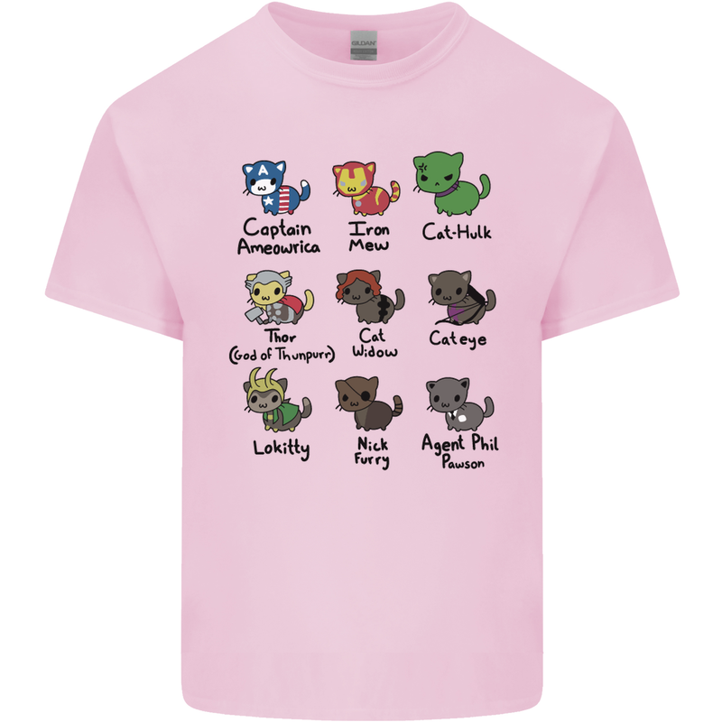 Funny Cat Superheroes Kids T-Shirt Childrens Light Pink