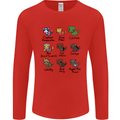 Funny Cat Superheroes Mens Long Sleeve T-Shirt Red