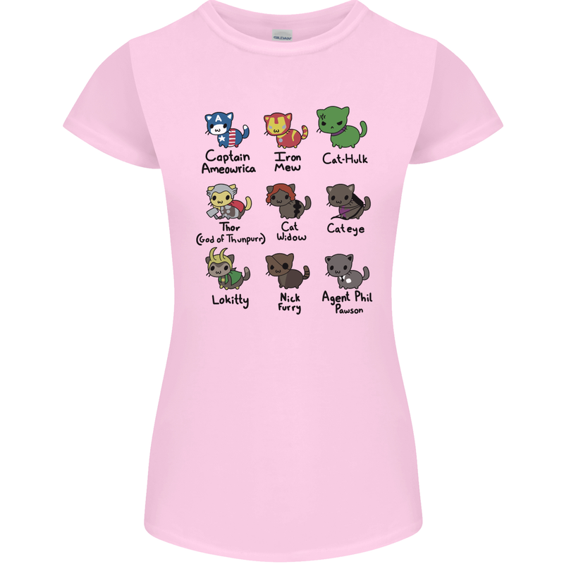 Funny Cat Superheroes Womens Petite Cut T-Shirt Light Pink