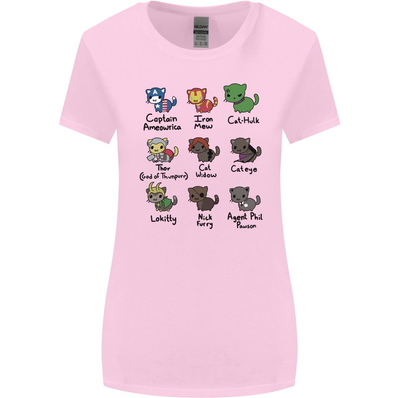 Funny Cat Superheroes Womens Wider Cut T-Shirt Light Pink