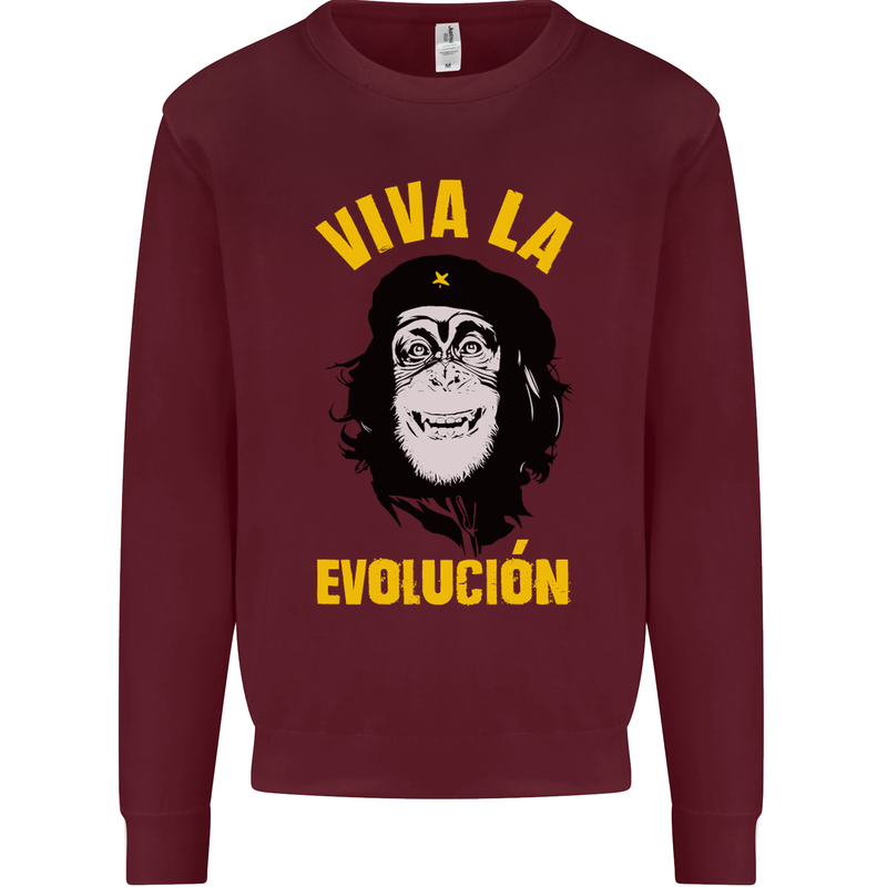 Funny Che Guevara Evolution Monkey Atheist Kids Sweatshirt Jumper Maroon