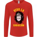 Funny Che Guevara Evolution Monkey Atheist Mens Long Sleeve T-Shirt Red