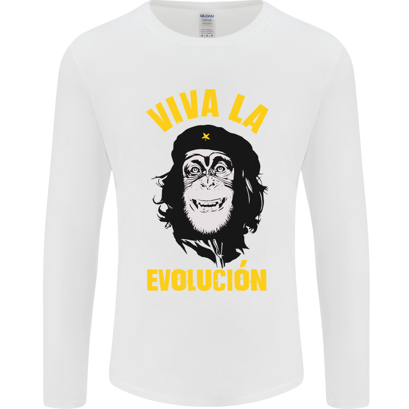 Funny Che Guevara Evolution Monkey Atheist Mens Long Sleeve T-Shirt White