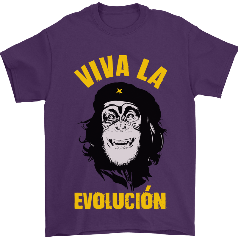 Funny Che Guevara Evolution Monkey Atheist Mens T-Shirt Cotton Gildan Purple