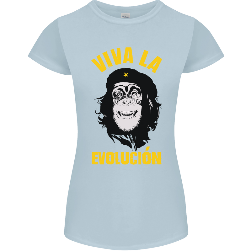 Funny Che Guevara Evolution Monkey Atheist Womens Petite Cut T-Shirt Light Blue