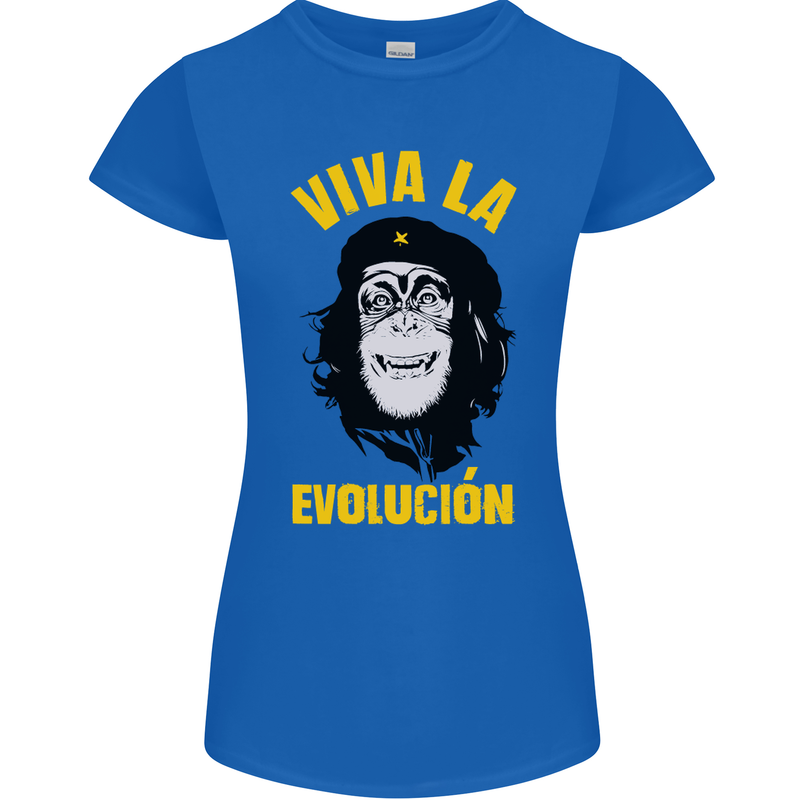 Funny Che Guevara Evolution Monkey Atheist Womens Petite Cut T-Shirt Royal Blue