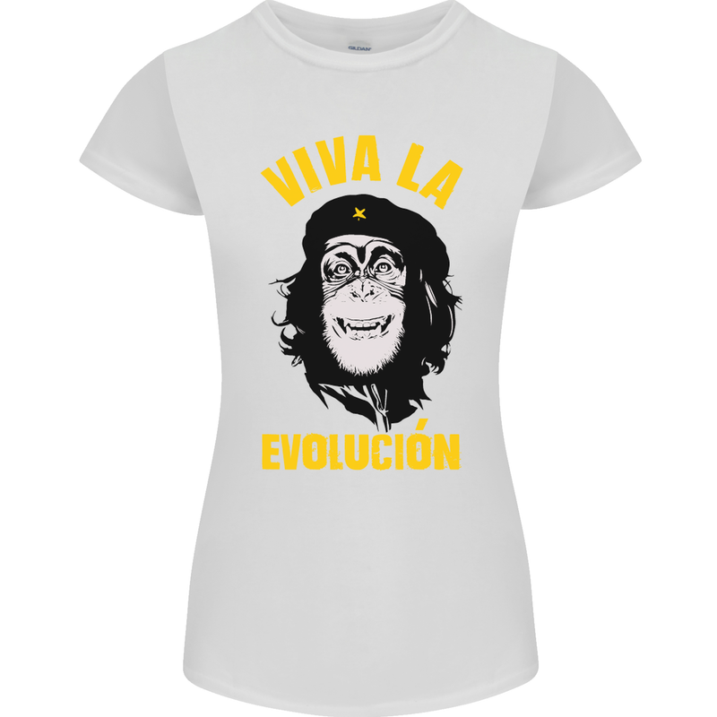 Funny Che Guevara Evolution Monkey Atheist Womens Petite Cut T-Shirt White