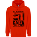 Funny Chef Ask About My Knife Collection Childrens Kids Hoodie Bright Red