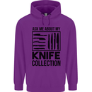 Funny Chef Ask About My Knife Collection Childrens Kids Hoodie Purple