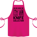 Funny Chef Ask About My Knife Collection Cotton Apron 100% Organic Pink