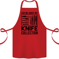 Funny Chef Ask About My Knife Collection Cotton Apron 100% Organic Red
