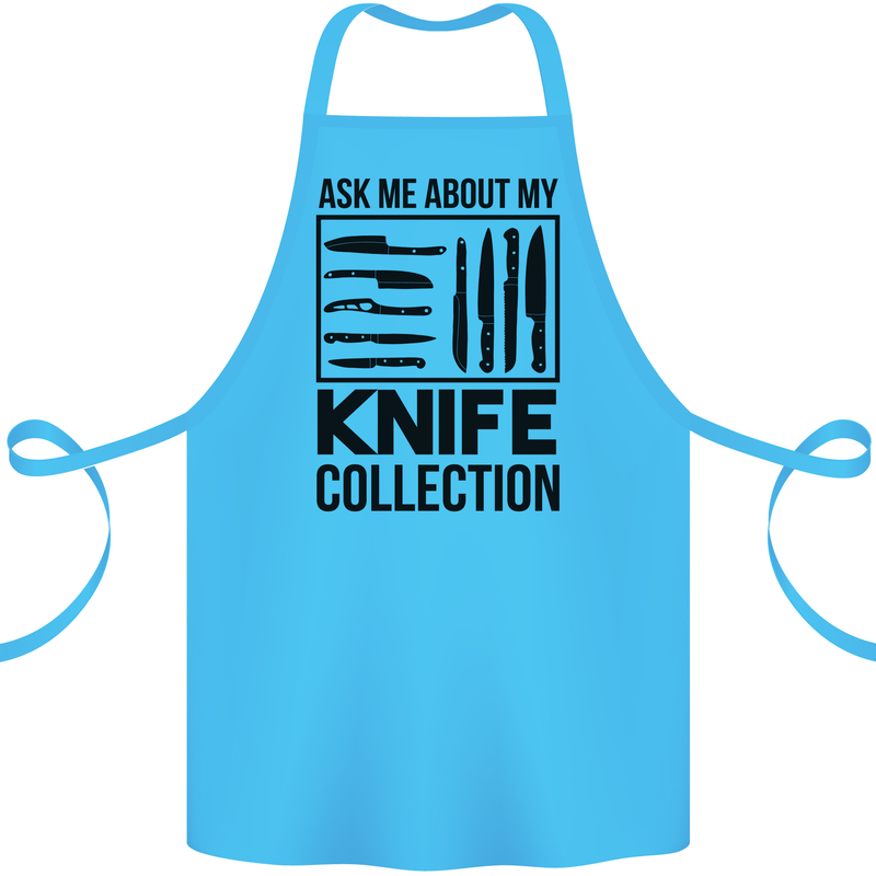 Funny Chef Ask About My Knife Collection Cotton Apron 100% Organic Turquoise
