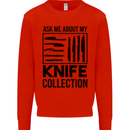 Funny Chef Ask About My Knife Collection Kids Sweatshirt Jumper Bright Red