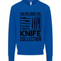 Funny Chef Ask About My Knife Collection Kids Sweatshirt Jumper Royal Blue