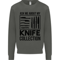 Funny Chef Ask About My Knife Collection Kids Sweatshirt Jumper Storm Grey