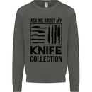 Funny Chef Ask About My Knife Collection Kids Sweatshirt Jumper Storm Grey