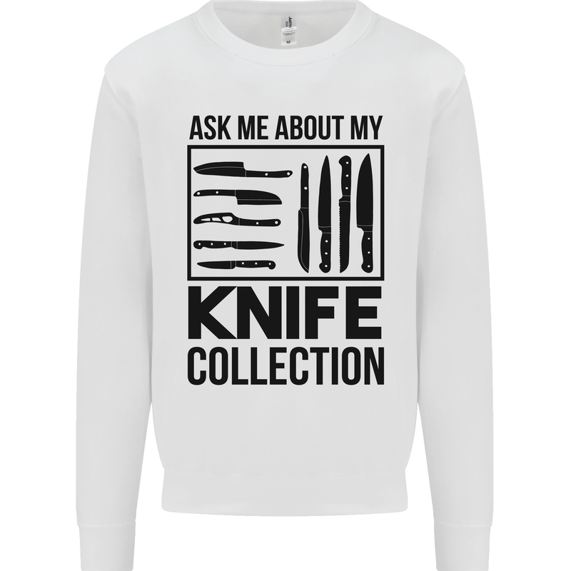 Funny Chef Ask About My Knife Collection Kids Sweatshirt Jumper White