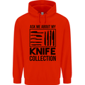 Funny Chef Ask About My Knife Collection Mens 80% Cotton Hoodie Bright Red