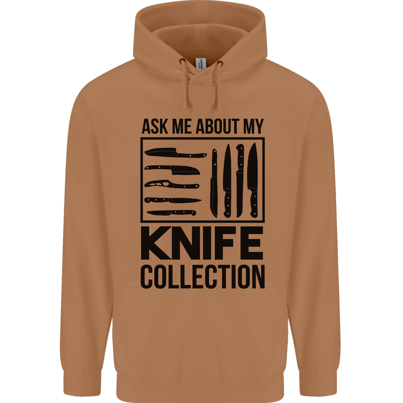 Funny Chef Ask About My Knife Collection Mens 80% Cotton Hoodie Caramel Latte