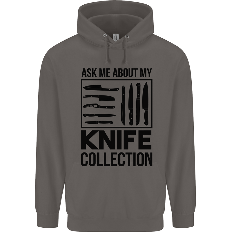 Funny Chef Ask About My Knife Collection Mens 80% Cotton Hoodie Charcoal