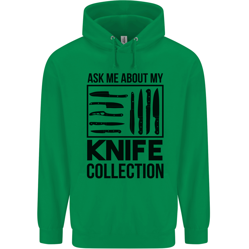 Funny Chef Ask About My Knife Collection Mens 80% Cotton Hoodie Irish Green