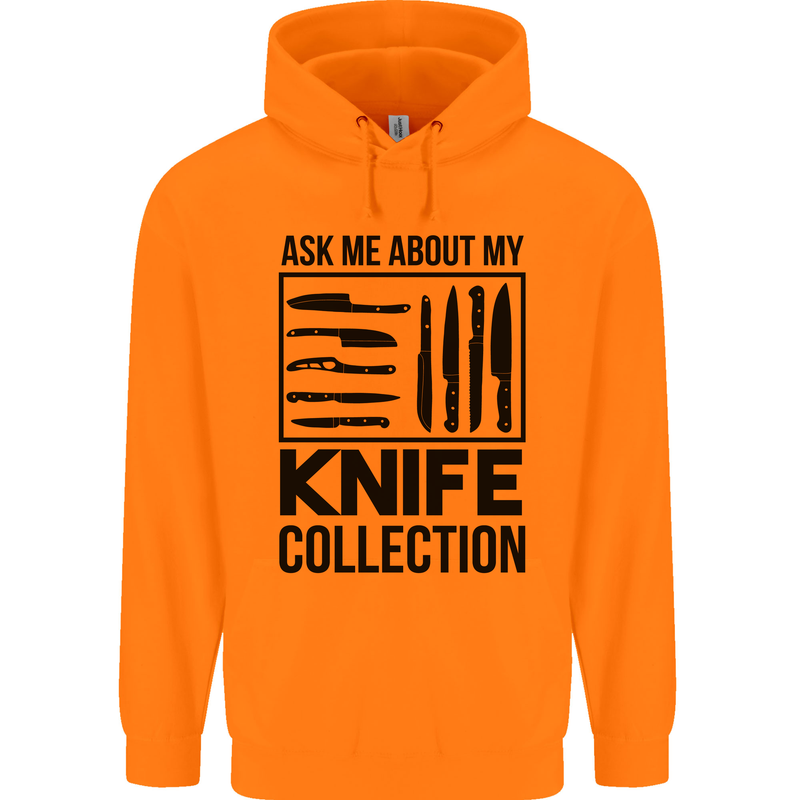 Funny Chef Ask About My Knife Collection Mens 80% Cotton Hoodie Orange