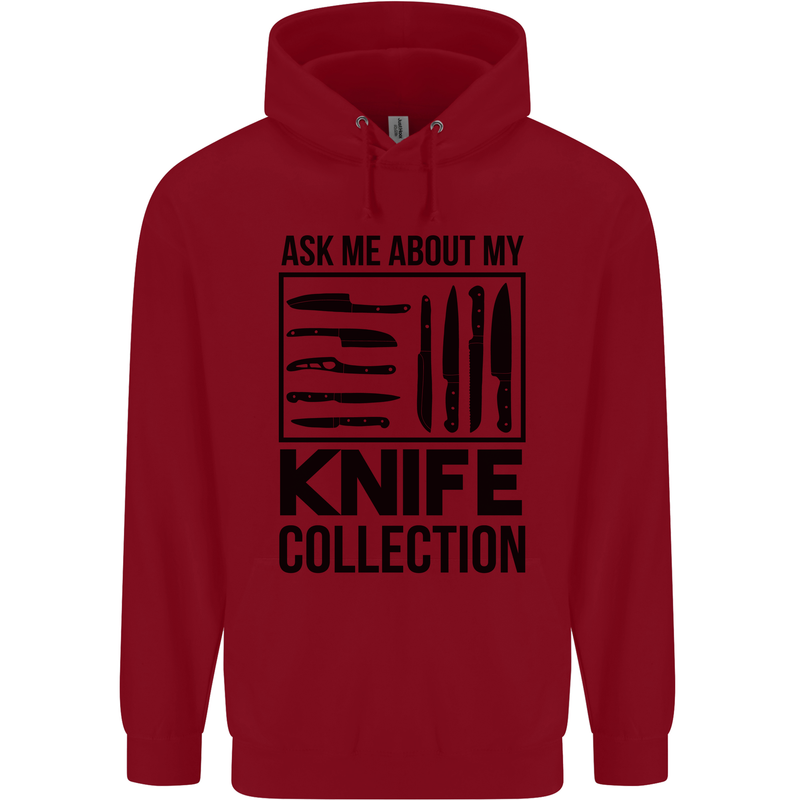 Funny Chef Ask About My Knife Collection Mens 80% Cotton Hoodie Red