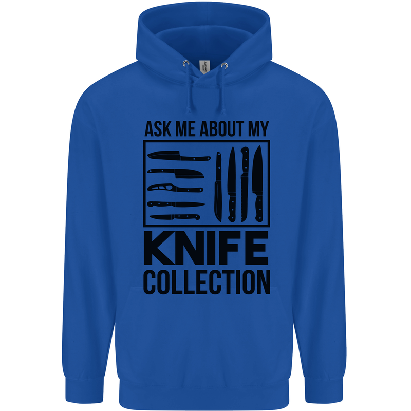 Funny Chef Ask About My Knife Collection Mens 80% Cotton Hoodie Royal Blue