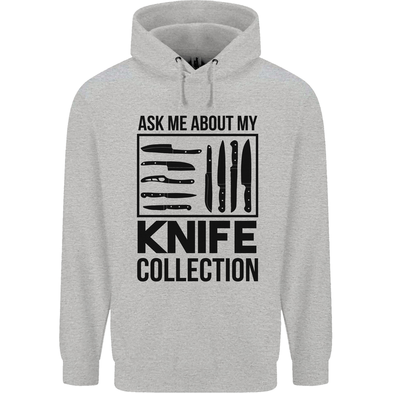 Funny Chef Ask About My Knife Collection Mens 80% Cotton Hoodie Sports Grey
