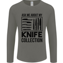 Funny Chef Ask About My Knife Collection Mens Long Sleeve T-Shirt Charcoal