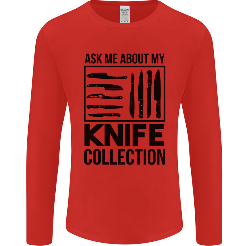 Funny Chef Ask About My Knife Collection Mens Long Sleeve T-Shirt Red