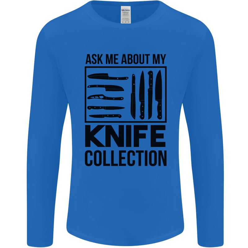 Funny Chef Ask About My Knife Collection Mens Long Sleeve T-Shirt Royal Blue