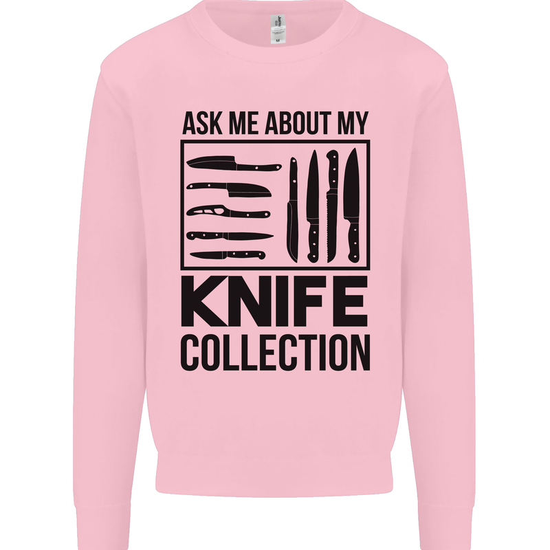 Funny Chef Ask About My Knife Collection Mens Sweatshirt Jumper Light Pink