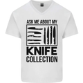Funny Chef Ask About My Knife Collection Mens V-Neck Cotton T-Shirt White