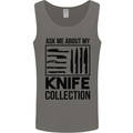 Funny Chef Ask About My Knife Collection Mens Vest Tank Top Charcoal
